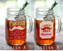 GRADUATION Class of 2022 Mustache Designs Gift Engraved Mason Jar Mugs Graduation Personalized Drinking Mug Glass Etched Gift Party Favor Graduate Gift
