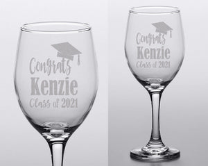 GRADUATION Congrats Class of 2022 Personalized Wine Glass for Graduates Him Her We Did it! Masters Bachelor Degree Celebratory Party Favor Laser Etched