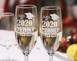 GRADUATION Custom Champagne Celebratory Son Daughter Mimosa Graduation College Toasting Glass for Family Friends Grad Gifts 2020 Party Favors Decor
