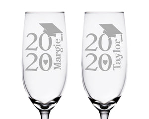 GRADUATION ONE College Graduation Gifts Champagne Glass Class of 2020 Masters Bachelors Graduate Degree Wine Personalized Drinkware Celebration Toast