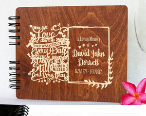 Guest Books Carmel Oak 8.5x7 Beautiful Quote | Personalized Funeral Guest Book