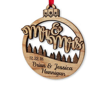 CHRISTMAS ORNAMENTS Mr and Mrs Christmas Ornament Engraved Personalized Rustic Holiday Wedding Gift Favor for Bride Groom Couples Just Married Ornaments Custom