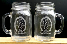 WEDDINGS Personalized Monogram Wedding  Anniversary Mugs 16 Oz Mason Jars Engraved Gift for Groomsmen Bridesmaid Favor Idea Custom Etched Glass