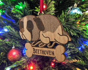 PET GIFTS Custom St. Bernard Puppy Christmas Ornament First Pet Holiday Present for Kids Dog Wood Anniversary Dog Mom Dad 1st Birthday Dog Lover Gifts