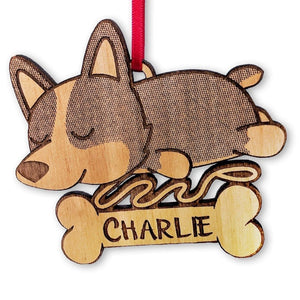 PET GIFTS Cute Sleeping Corgi Pet Dog Ornament for Kids Christmas Gift New Family Member Animal Adoption Present from Grandparents Stocking Stuffer