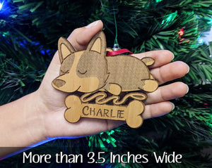PET GIFTS Cute Sleeping Corgi Pet Dog Ornament for Kids Christmas Gift New Family Member Animal Adoption Present from Grandparents Stocking Stuffer
