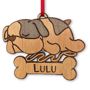 PET GIFTS English Bulldog Custom Pet Owner Ornament Best Friend Family Member Personalized New Dog Dad Gift Idea Name in Bone Christmas Decoration