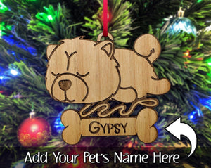 PET GIFTS Fluffy Cute Chow Chow Pet Ornament Christmas Tree Trinket for Family and Kids from Grandparents Adopted Rescued Dog Gift for Sister Brother