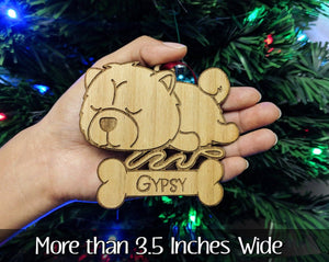 PET GIFTS Fluffy Cute Chow Chow Pet Ornament Christmas Tree Trinket for Family and Kids from Grandparents Adopted Rescued Dog Gift for Sister Brother