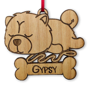 PET GIFTS Fluffy Cute Chow Chow Pet Ornament Christmas Tree Trinket for Family and Kids from Grandparents Adopted Rescued Dog Gift for Sister Brother