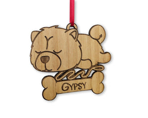 PET GIFTS Fluffy Cute Chow Chow Pet Ornament Christmas Tree Trinket for Family and Kids from Grandparents Adopted Rescued Dog Gift for Sister Brother