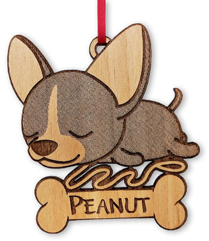 PET GIFTS Personalized Chihuahua Teacup Dog Ornament Rescue Puppy Announcement Gift for Family Adoption Birthday Custom Christmas Tree Decor for Kids