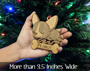 PET GIFTS Personalized Chihuahua Teacup Dog Ornament Rescue Puppy Announcement Gift for Family Adoption Birthday Custom Christmas Tree Decor for Kids