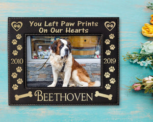 PET GIFTS You Left Paw Prints On Our Hearts with Bones | Picture Frame