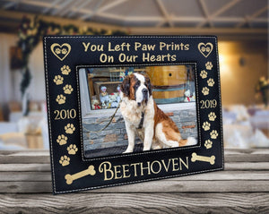 PET GIFTS You Left Paw Prints On Our Hearts with Bones | Picture Frame