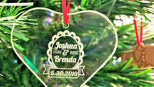 CHRISTMAS ORNAMENTS Wedding Christmas Ornaments Personalized Couple Christmas Gift Love Engraved Names Date Wedding Married Engagement Newlywed Engagement