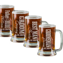 WEDDINGS 16 Oz Groomsmen Beer Mugs Engraved Wedding Party Groomsman Best Man Groom Father of the Bride Gift Bulk Discounts Glass Beer Stein Etched