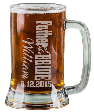 WEDDINGS 16 Oz Groomsmen Beer Mugs Engraved Wedding Party Groomsman Best Man Groom Father of the Bride Gift Bulk Discounts Glass Beer Stein Etched