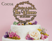 WEDDINGS Anniversary Wedding Couple Laser Engraved Last Name Wreathe Cake Decor Love Wooden Rustic Bridal Topper Personalized Custom Party Decoration