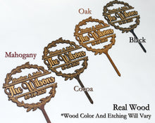 WEDDINGS Anniversary Wedding Couple Laser Engraved Last Name Wreathe Cake Decor Love Wooden Rustic Bridal Topper Personalized Custom Party Decoration