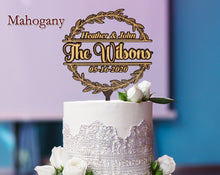 WEDDINGS Anniversary Wedding Couple Laser Engraved Last Name Wreathe Cake Decor Love Wooden Rustic Bridal Topper Personalized Custom Party Decoration