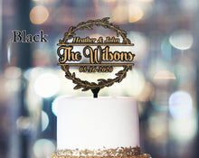 WEDDINGS Anniversary Wedding Couple Laser Engraved Last Name Wreathe Cake Decor Love Wooden Rustic Bridal Topper Personalized Custom Party Decoration