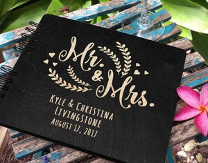 WEDDINGS Black 8.5 x 7 / 80 Pages Ivory Blank Personalized Rustic Wedding Guest Book Wooden Hand Made Wood Alternate Mr Mrs Guestbook Custom Newlywed Wedding Guest Register Photo Booth