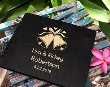 WEDDINGS Black 8.5 x 7 / 80 Pages Ivory Blank Wedding Bells Custom Future Mr Mrs Wooden Guestbook Bride Groom Memory Album Guest Sign In Wooden Book Rustic Country Wedding Bridal Gift