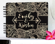 WEDDINGS Black 80 Pages / Blank Pages Personazlied Flower Design Wedding Guest Book 8.5x7 Rustic Wood Engraved Unique Bride Groom Guest Album Anniversary Guestbook