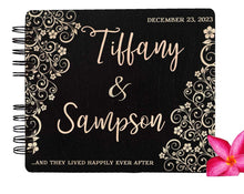 WEDDINGS Black 80 Pages / Ivory Blank Paper Wooden Ever After Flower Wedding Custom Guest Book 8.7x7 Mahogany Stain Husband Wife Anniversary Guestbook Bridal Shower Favor Advice Book