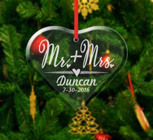 WEDDINGS Bride Groom Custom Christmas Glass Ornament Gift Wedding Mr Mrs Anniversary Engagement Newlyweds Couples Mom Dad Grandparents Family Gifts