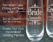 WEDDINGS Bride Groom Rustic Design Set of 2 Flute Glasses Wedding Party Decoration Rehearsal Dinner Toasting Flutes Bridal Shower Personalized Gift