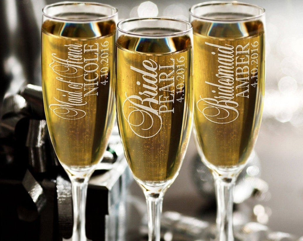 Bride and Groom Personalized Champagne Estate Glasses, Set of 2 Couple  gifts by Colin Supple