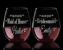 WEDDINGS Bridesmaid Gift Proposal ONE Stemless Engraved Glass Wine Gifts for Women, Mom Custom Gift for Wine Lover Bridesmaid Thank You Wedding Party