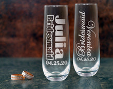 WEDDINGS Bridesmaid Proposal Personalized Ladies Stemless Champagne Wine Glasses Single Day of Wedding Bridal Celebration Bride Mother Mimosa Glass