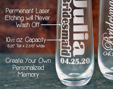 WEDDINGS Bridesmaid Proposal Personalized Ladies Stemless Champagne Wine Glasses Single Day of Wedding Bridal Celebration Bride Mother Mimosa Glass