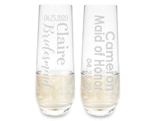 WEDDINGS Bridesmaid Proposal Personalized Ladies Stemless Champagne Wine Glasses Single Day of Wedding Bridal Celebration Bride Mother Mimosa Glass