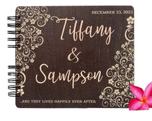 WEDDINGS Burnt Coca 80 Pages / Ivory Blank Paper Wooden Ever After Flower Wedding Custom Guest Book 8.7x7 Mahogany Stain Husband Wife Anniversary Guestbook Bridal Shower Favor Advice Book