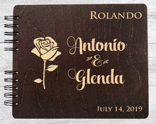 WEDDINGS Burnt Cocoa 8.5 x 7 / 80 Pages Ivory Blank Wood Flower Custom Guest Book Album Be Our Guest Personalized Wedding Favor Rustic Engraved Bridal Shower Gift Bride Groom Gift Photo Booth