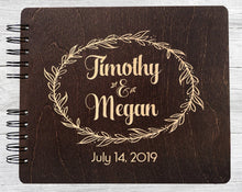 WEDDINGS Burnt Cocoa 8.5 x 7 / 80 Pages Ivory Blank Wreathe Soon to Be Married Custom Alternate Rustic Guest Book Gift Wooden Personalize Guestbook Bridal Shower Wedding Guests Sign In Book