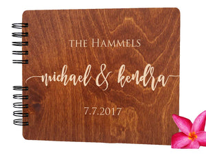 WEDDINGS Carmel Oak 8.5 x 7 / 80 Pages Ivory Blank Personalized Wedding Guest Book Wooden Custom Hand Made Alternative Guestbook for Newlywed Wedding Guest Register Album
