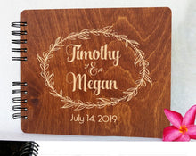 WEDDINGS Carmel Oak 8.5 x 7 / 80 Pages Ivory Blank Wreathe Soon to Be Married Custom Alternate Rustic Guest Book Gift Wooden Personalize Guestbook Bridal Shower Wedding Guests Sign In Book