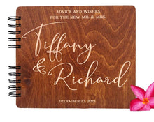 WEDDINGS Carmel Oak 80 Pages 7x8.5 / Ivory Blank Modern Wedding Guest Book Wood Hard Cover Personalized Elegant Album Guest Sign In Custom for Bridal Shower Gift