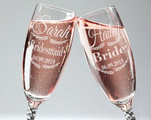 WEDDINGS Champagne Glasses Wedding Day Bridesmaid Thank You from Bride Gifts Womens Wine Glass Sister Moms Birthday Anniversary Graduated Flutes Gift