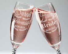 WEDDINGS Champagne Glasses Wedding Day Bridesmaid Thank You from Bride Gifts Womens Wine Glass Sister Moms Birthday Anniversary Graduated Flutes Gift