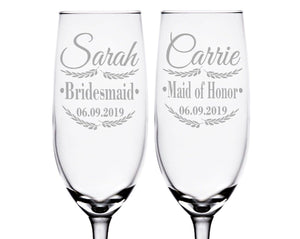 WEDDINGS Champagne Glasses Wedding Day Bridesmaid Thank You from Bride Gifts Womens Wine Glass Sister Moms Birthday Anniversary Graduated Flutes Gift