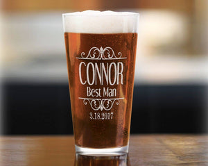 WEDDINGS Classy Party 16oz Unique Engraved Beer Glass Personalized Wedding Gift Groomsmen Beer Mug Groom Bride Wedding Favor Gift Birthday for Dad