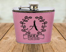 WEDDINGS Classy Single Monogram Personalized Birthday Flask Gift Teal or Pink Engraved Womens Present from Husband Wife Anniversary Idea Team Bride