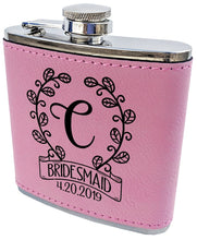 WEDDINGS Classy Single Monogram Personalized Birthday Flask Gift Teal or Pink Engraved Womens Present from Husband Wife Anniversary Idea Team Bride