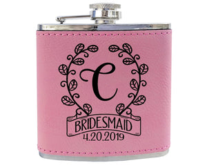 WEDDINGS Classy Single Monogram Personalized Birthday Flask Gift Teal or Pink Engraved Womens Present from Husband Wife Anniversary Idea Team Bride